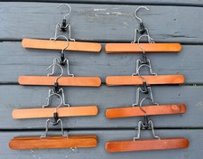 Lot of 8 Vintage Pant Clamp Wood/Metal Hangers