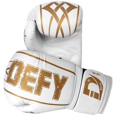 DEFY  Synthetic Leather Boxing Glove Thai Punch Training Sparring Gloves White