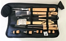 Barbecue Cookware Utensil Kit wooden Handled 10 Piece