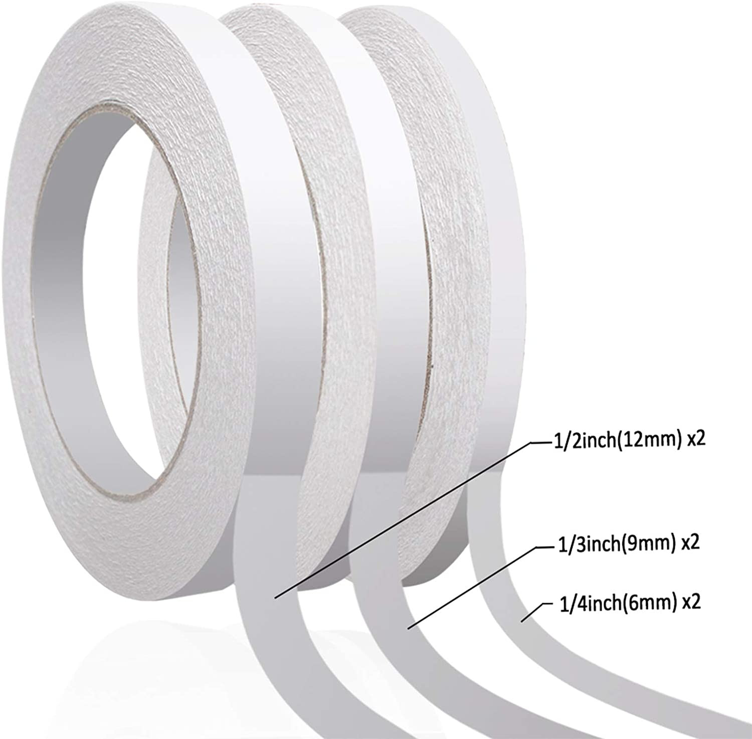 236 Yards Double Sided Tape for Crafts, 6 Rolls Two Sided Tapes