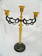 Large Egyptian Brass Oxidized Triple Candle Holder Great Quality 16" High X 11"