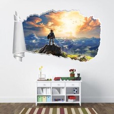 Link Legend Of Zelda 3D Torn Hole Ripped Wall Sticker Decal Home Decor Art WT380