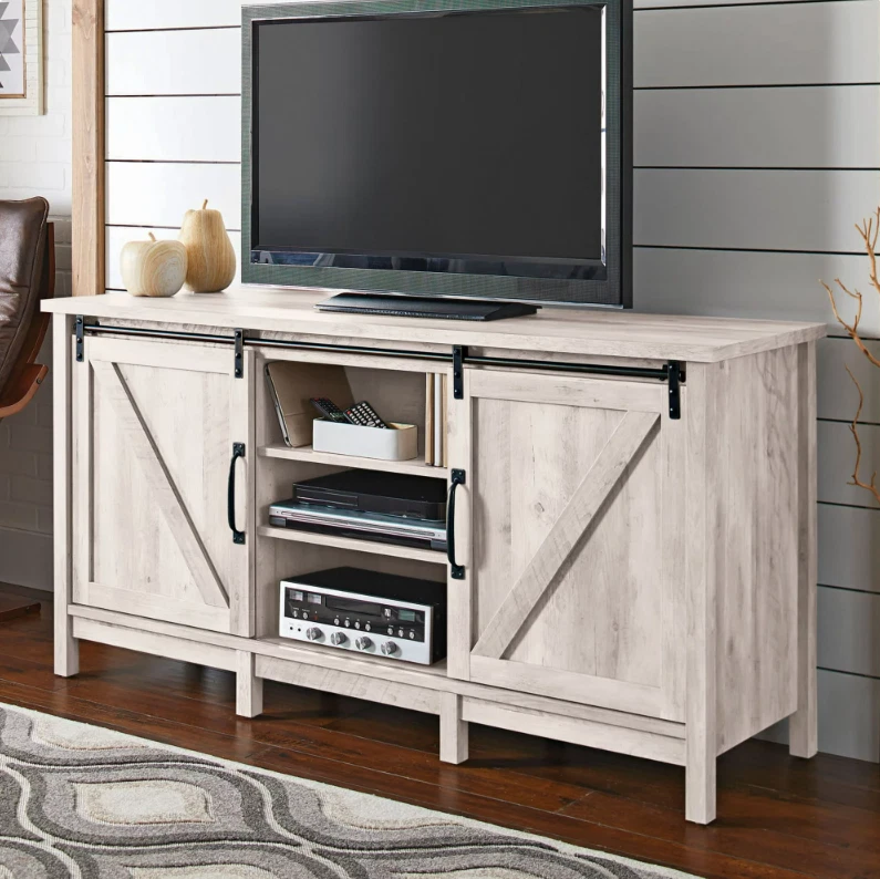 Modern Farmhouse 70" TV Stand Entertainment Center Console Credenza Rustic White - Image 3 of 4