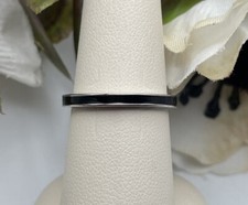 QG Sterling Silver Black Enamel Ring Size 7