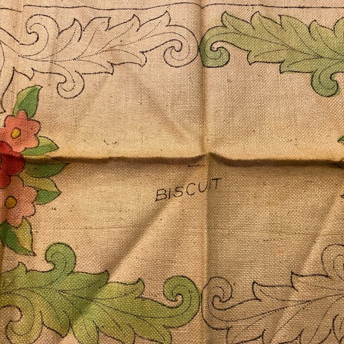 BLUENOSE HOOKED RUG PATTERN #2047 MULTI FLORAL BURLAP 24X36 USA 1940’s - Picture 4 of 7