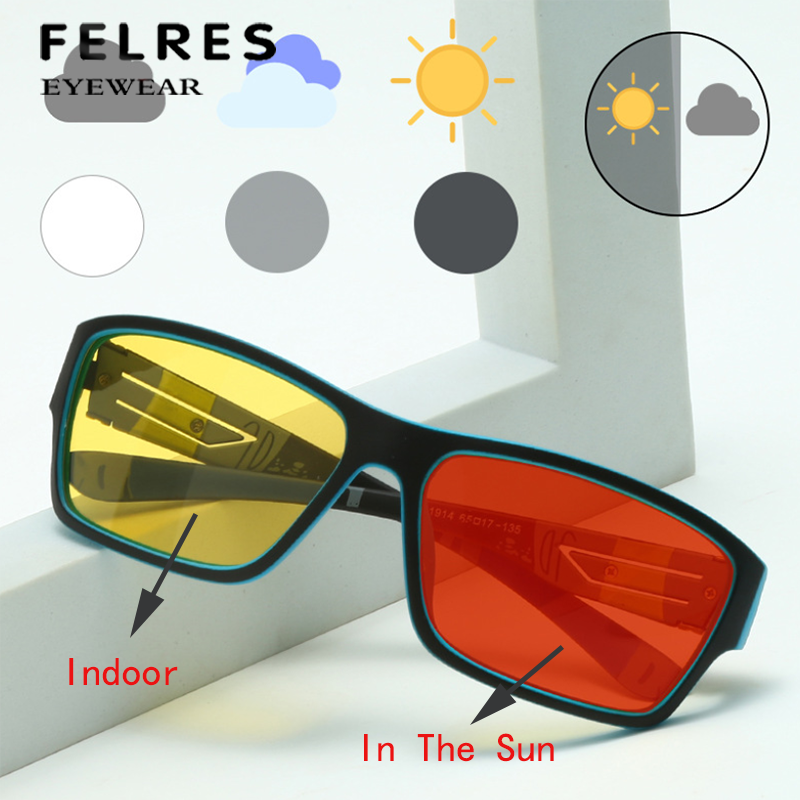 Men Square Photochromic Night Vision Fishing Glasses Polarized Retro Sunglasses