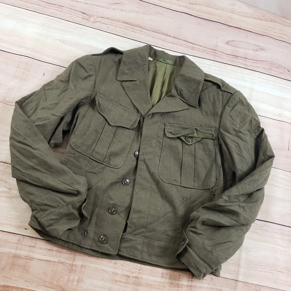 Chaqueta de Campo Militar de Colección de Estados Unidos para Hombres 38R Verde Recortada Años 40 Segunda Guerra Mundial Lana ** Foto 2 de 4