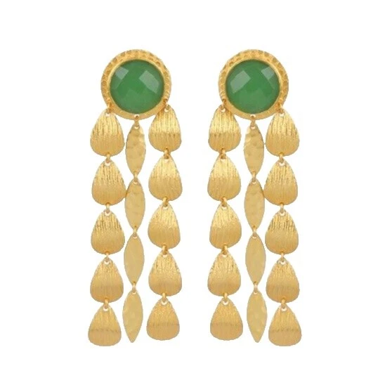Prehnite Yellow Gold Fashion Earrings