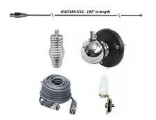 HUSTLER 102" CB Radio Antenna Kit, BALL MOUNT, SPRING, 18' RG8X COAX, TIE DOWN