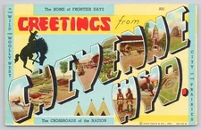 Greetings from Cheyene Wyoming Large Letters Wild Woolly West Postcard