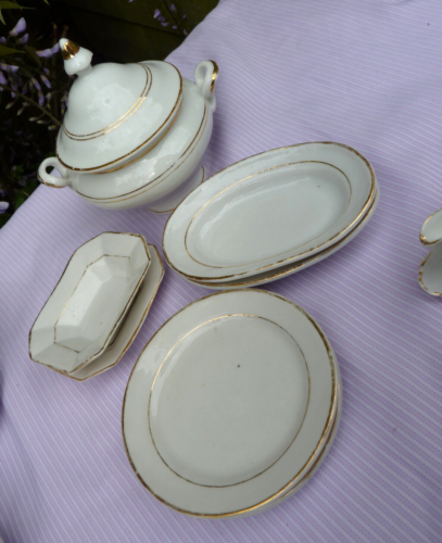 Antique Miniature Dinner Set Service Childs Gilt Trim Porcelain 33 pieces - Picture 17 of 24