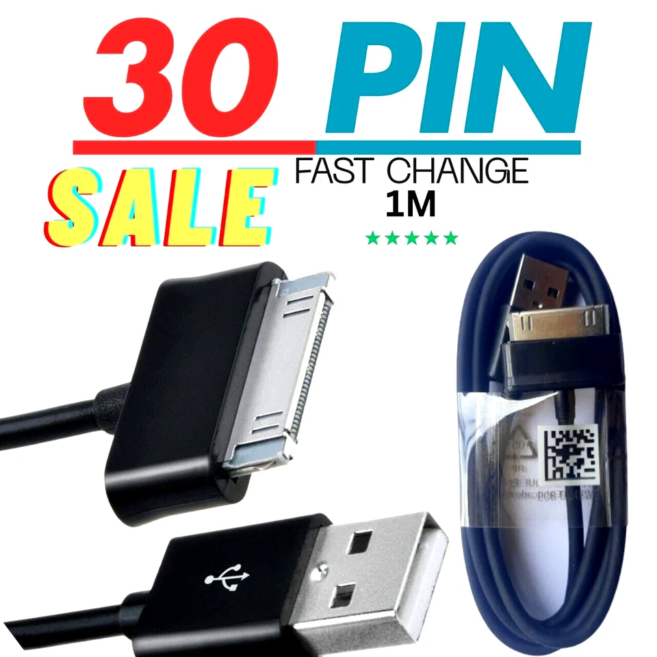 USB Charging Cable 3Pack 30-Pin for Samsung Galaxy Tab iPad Data iPod P1000 1M - Image 3 of 4