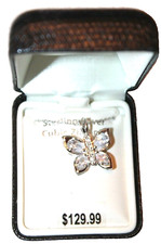 Sterling Silver Cubic Zirconia Butterfly Pendant 18" Chain Necklace
