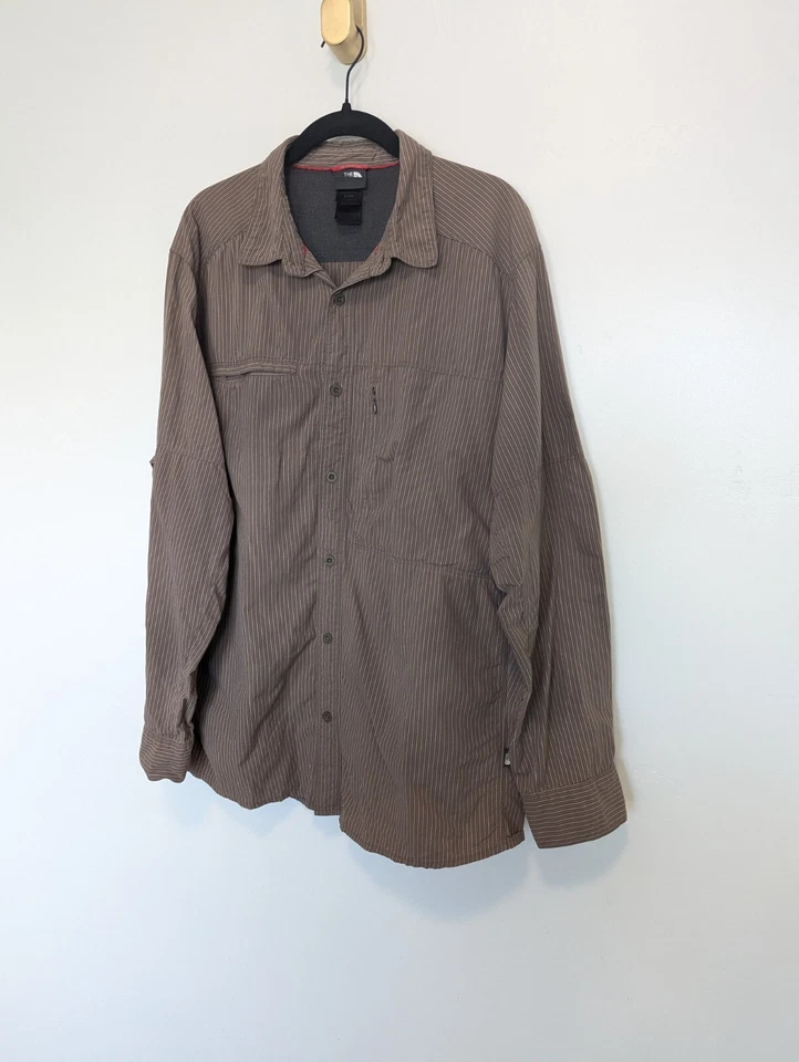 The North Face Shirt Mens Size XL Brown Stripe Vented Long Sleeve Outdoor Hiking - Image 2 of 4