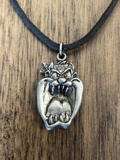 Taz Tasmanian Devil Pewter Metal Pendant Charm Vintage 1992 Warner Bros 1990s