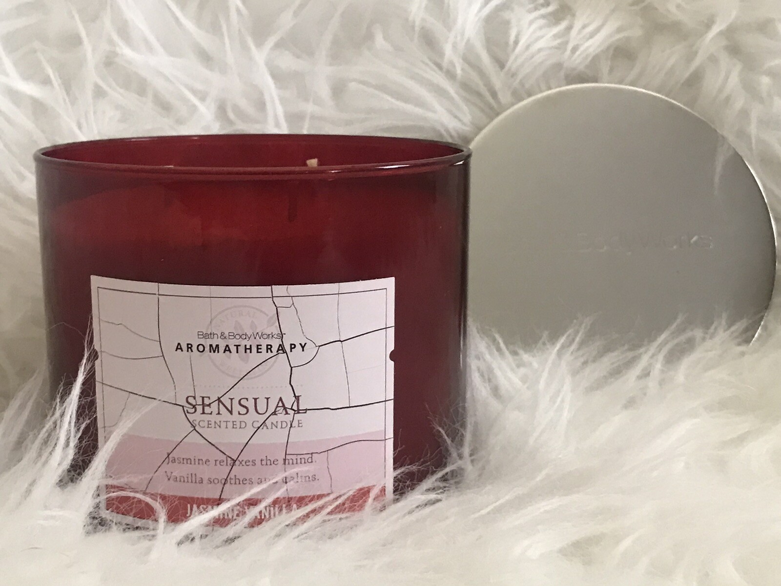 Bath & Body Works Aromatherapy Sensual JASMINE VANILLA Scented Candle