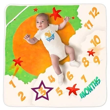 Baby Monthly Milestone Blanket - Baby Shower Gift Flannel Fleece Photograph Prop