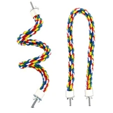 2 Pack 23.6 Inch Colorful Bird Rope Perch for Parrots Cockatiels Parakeets