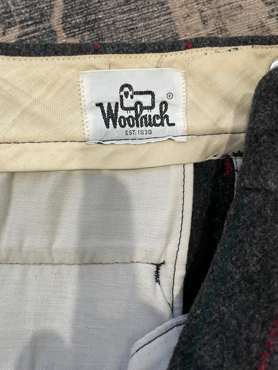 Vintage Woolrich Malone Heavy Wool Hunting Pants Gray Red Stripe
