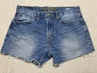 American Eagle Womens sz 33 Jean Shorts Blue Denim High Rise Cut-off Medium Wash