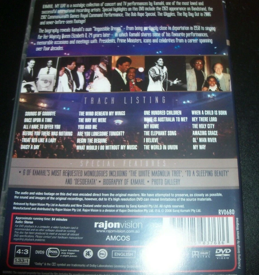 Kamahl My Way The Impossible Dream Rare Australian Region 4 DVD - New (Not Seale - Image 2 of 2