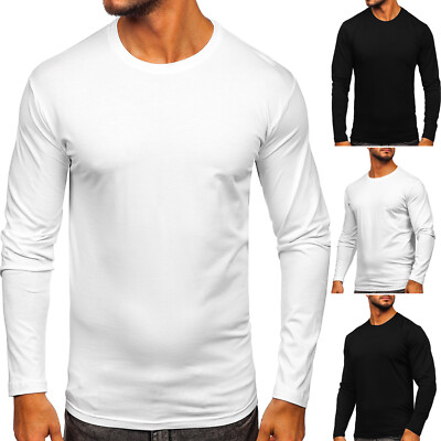 Longsleeve Sweatshirt Langarmshirt Shirt Rundhals Basic Herren BOLF Uniifarben