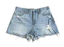 Madewell Light Wash The Perfect Jean Short 31 Destroyed High Rise Raw Hem Summer
