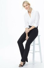 NYDJ Women's Marilyn Straight Leg Denim Jeans, Black - Pocket Stitch, 2