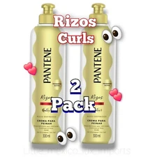 2 Pck PANTENE RIZOS DEFINIDO CREMA PARA PEINAR LEAVE-IN HAIR CURLS 300ml each