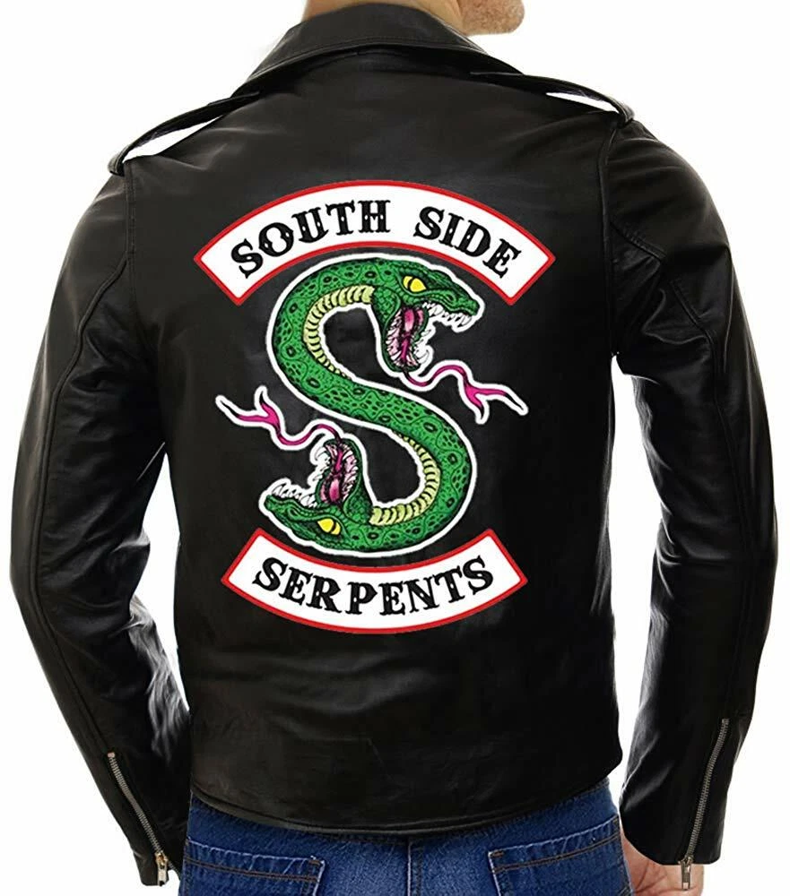 Men s Riverdale Southside Serpents Faux Leather Biker Club Jughead Jones Jacket