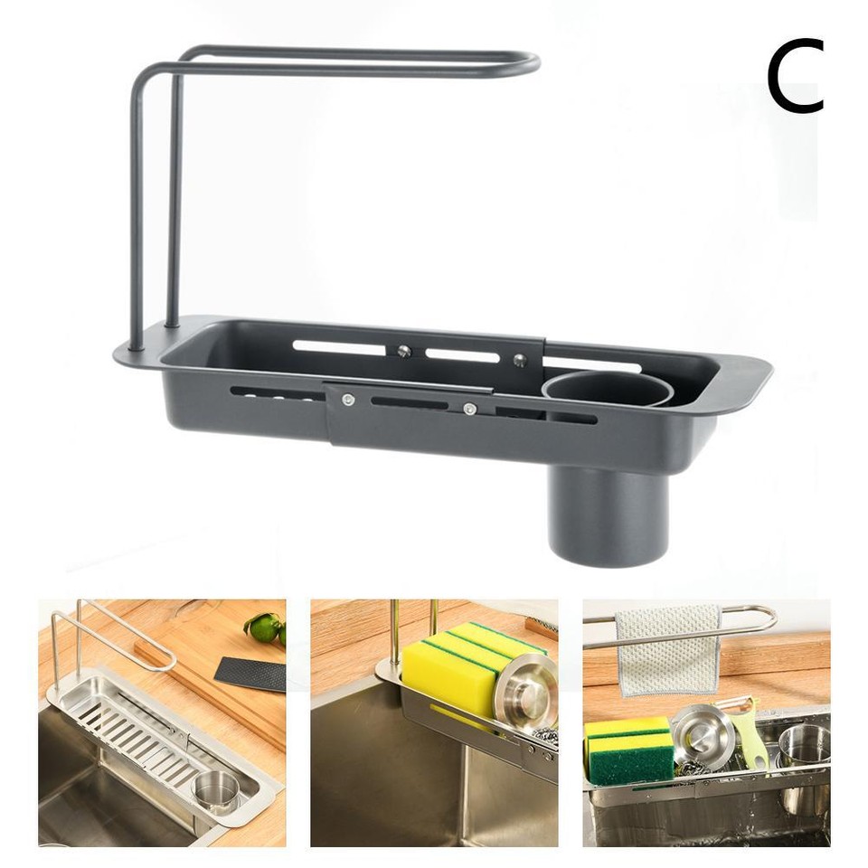 Stainless Steel Draining Rack, Expandable Sponge Holder for Kitchen
