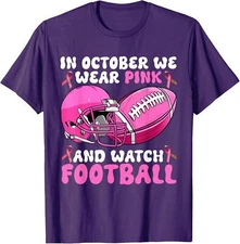 In October We Wear Pink Cancer Awareness Football Unisex T-Shirt