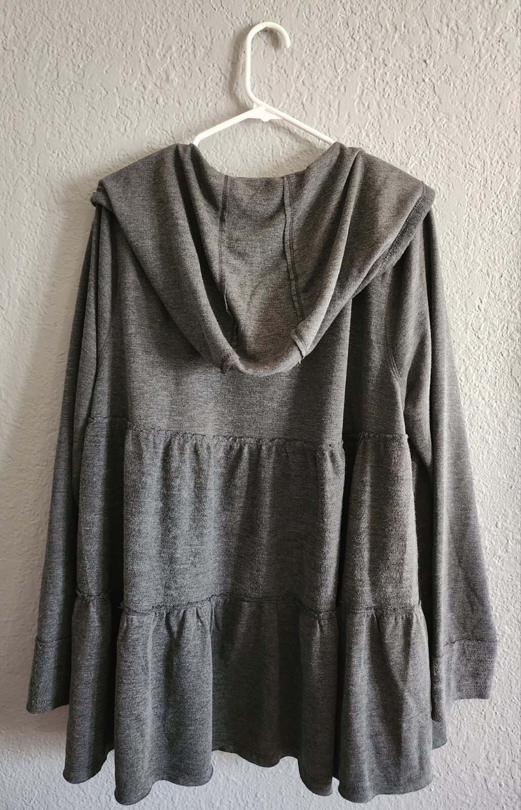 Umgee Gray Hooded Open Front Cotton Terry Cardi S… - image 2