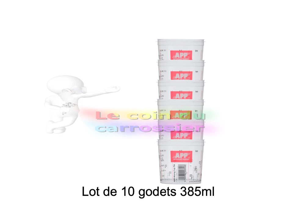 BÖLK Lot de 10 Godet de mélange 385ml, peinture, auto, carrosserie, (PPE01)