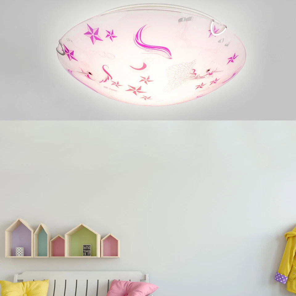 Deckenleuchte Kinderlampe Leuchte LED Einhorn Sterne Kinderzimmerlampe rosa weiß - Bild 3 von 4