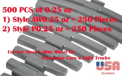 100 Pz Di Zavorre Per Cerchi A Clip Stile P - 0.25, 0.50, 0.75, 1.00 Oz - USA IN STOCK