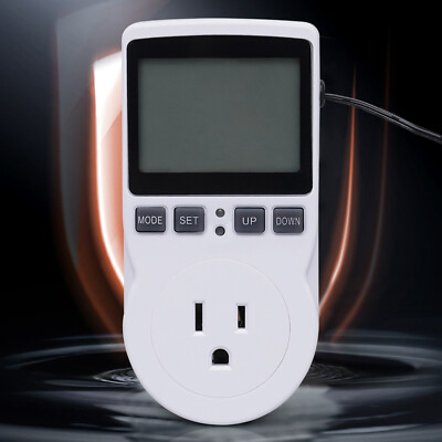 Digital Plug In Temperature Controller Sensor Timer Switch w/ LED Display USA