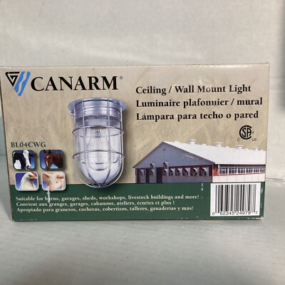 Canarm Ceiling/Wall Barn Light with Cage - 120V, Model# BL04CWG