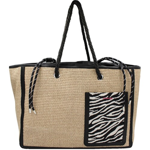 Baskets of Cambodia Woven‎ Drawstring Backpack Purse Tan Black Trim Medium Fashion Backpack – Baskets of Cambodia main image 3