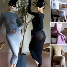 Women Velvet Long Sleeve Bodycon Maxi Dress High Elastic Casual Party Club Dress