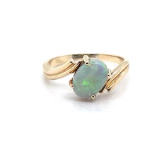 14k Yellow Gold Oval 1.2 Ct Fire Opal Bypass Design Ring Size 7-7/8 - 3.2 Grams