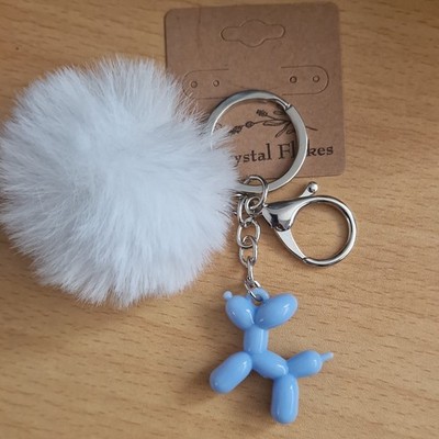 Schlüsselanhänger blau Cartoon Ballon Hund. taschenanhänger. schlüsselanhänger mit bommel. geschenk