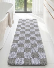 Long Bathroom Runner Rug 48 17, Checkered Bath Mat Non Slip, Grey