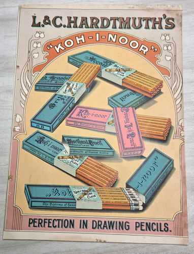 Antique Koh-i-Noor Pencil Ad L&C Hardtmuth Vienna Color Print Art Nouveau