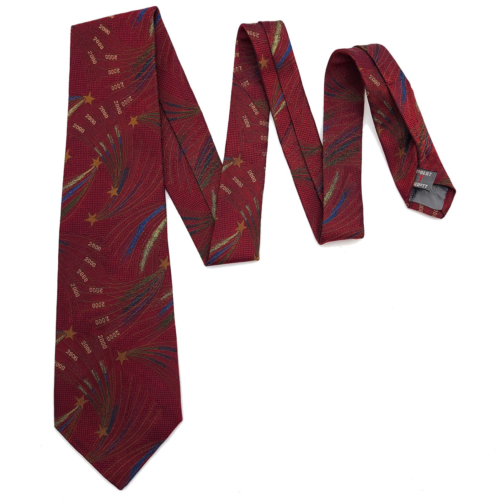 Vintage ROBERT TALBOTT Nordstrom Red Gold Rare Y2K Theme 2000 Silk Tie Necktie image 2