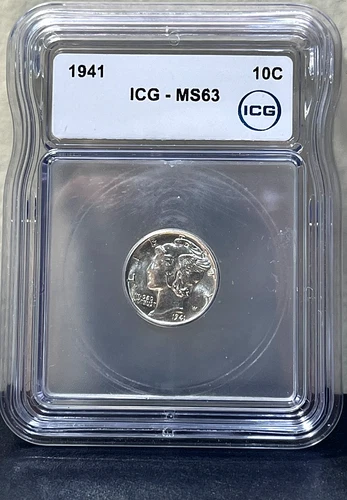 1941 Silver Mercury Dime ICG MS63