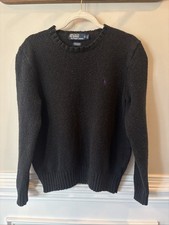 Polo Ralph Lauren Large Black Linen Cotton Sweater Men's 1990  s
