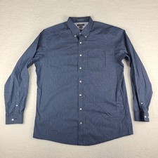 Eddie Bauer Shirt Mens TXL Blue Check Wrinkle Free Relaxed Fit Dress Button Down