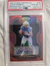 💥2020 Chronicles Justin Herbert Prizm Black Sig RC Red Auto #66/99 Psa 10/10💥