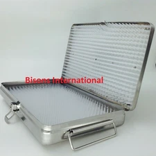 Big Stainless steel sterilization Mesh tray case 2 silicone mats surgical Trays